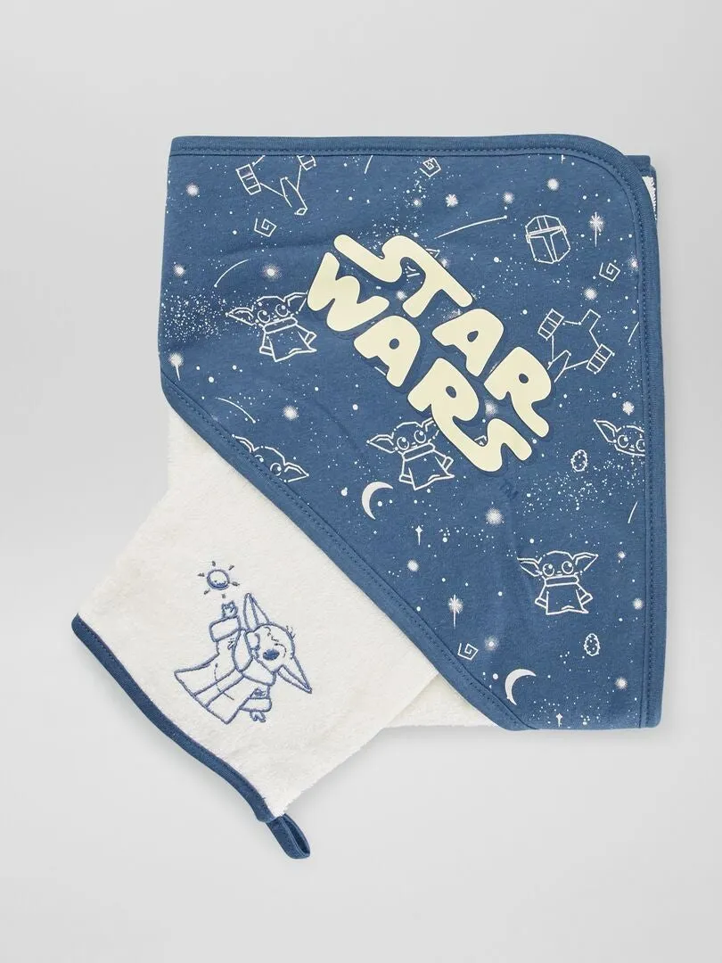 CAPA DE BAñO + MANOPLA 'STAR WARS'  AZUL