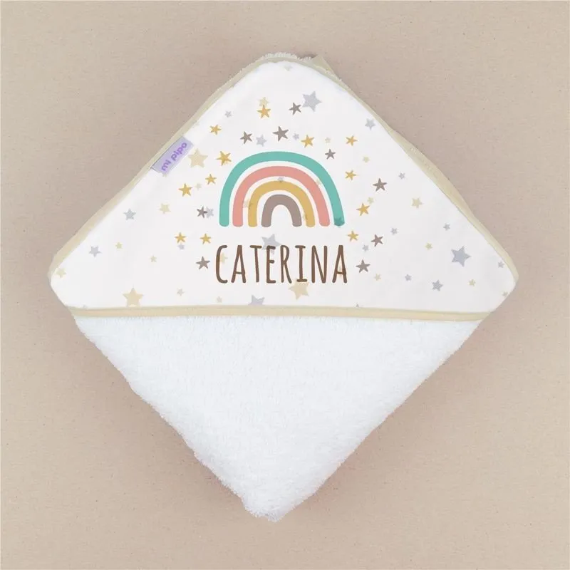 Capa de baño bebé Arcoíris personalizada