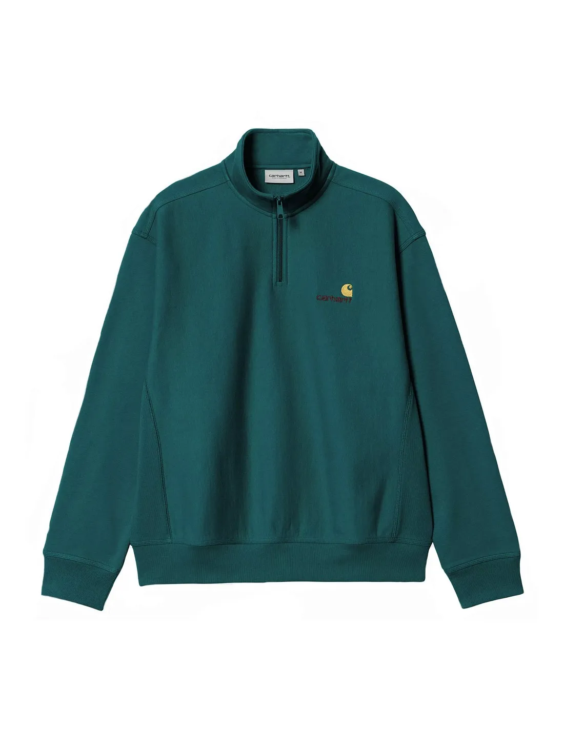 CARHARTT WIP HALF ZIP AMERICAN SCRIPT SWEAT MALACHITE