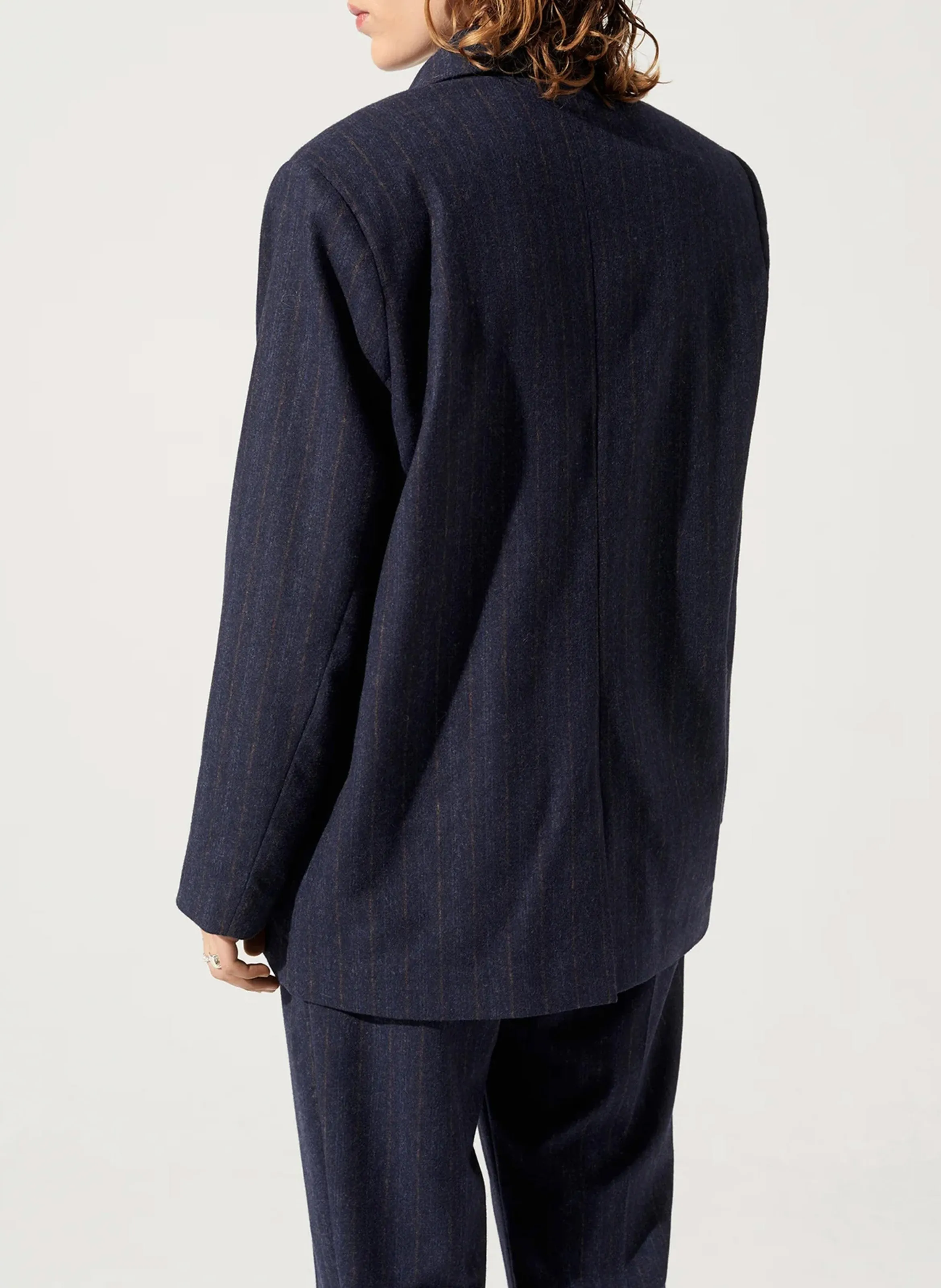 Chaqueta sastre oversize de mezcla de lana en azul