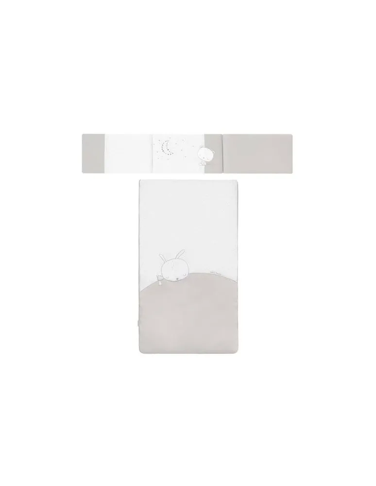 COLCHA Y PROTECTOR DE CUNA SLEEPY GRIS PETITPRAIA