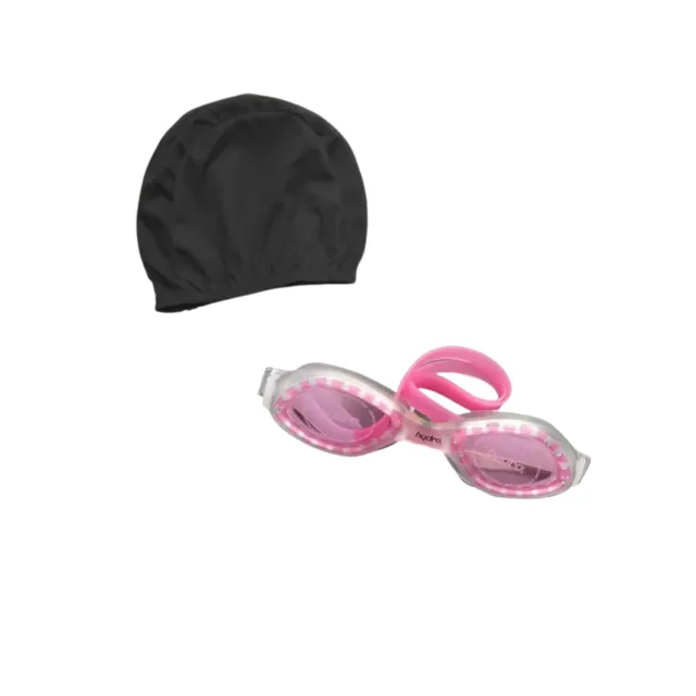 COMBO NATACIÓN NIÑO! Gorra Lycra Negra + Lente Hydro Rosa