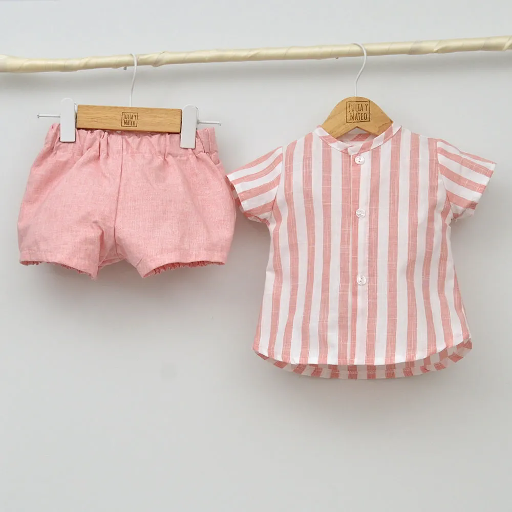 Conjunto bebé Lisboa con pololo y camisa cuello Mao