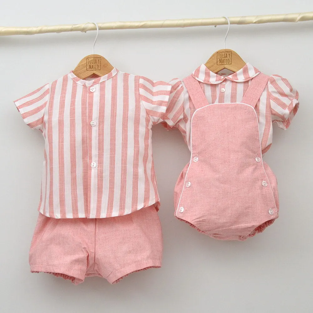 Conjunto bebé Lisboa con pololo y camisa cuello Mao