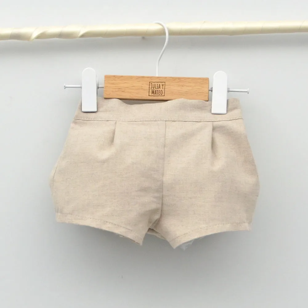 Conjunto bebé Roma con pololo lino y camisa cuello bebé