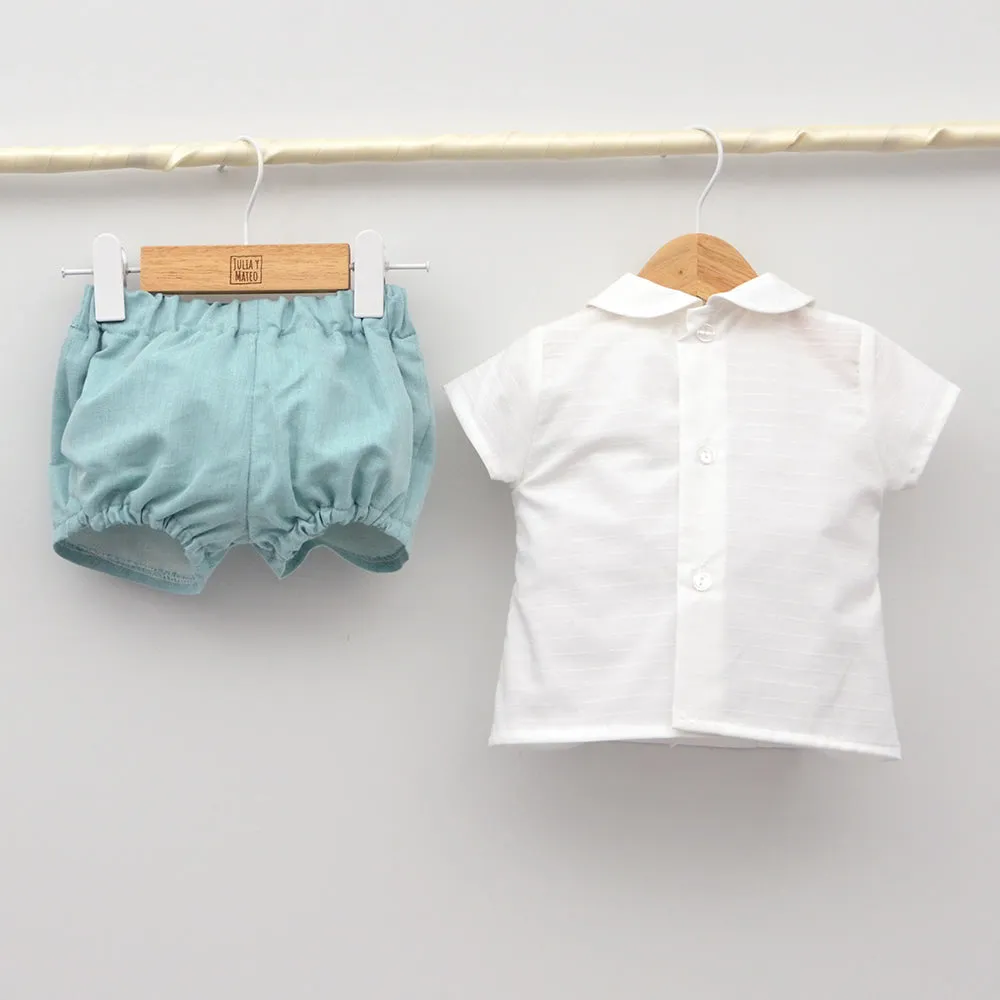 Conjunto bebé Sevilla con pololo lino y camisa cuello bebé