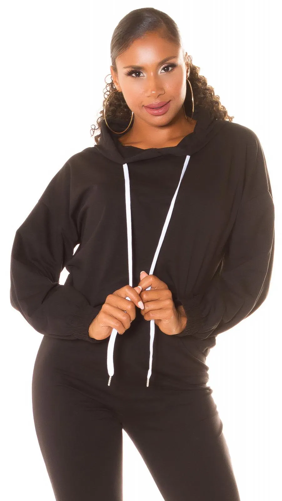 Conjunto casual sport capucha Negro