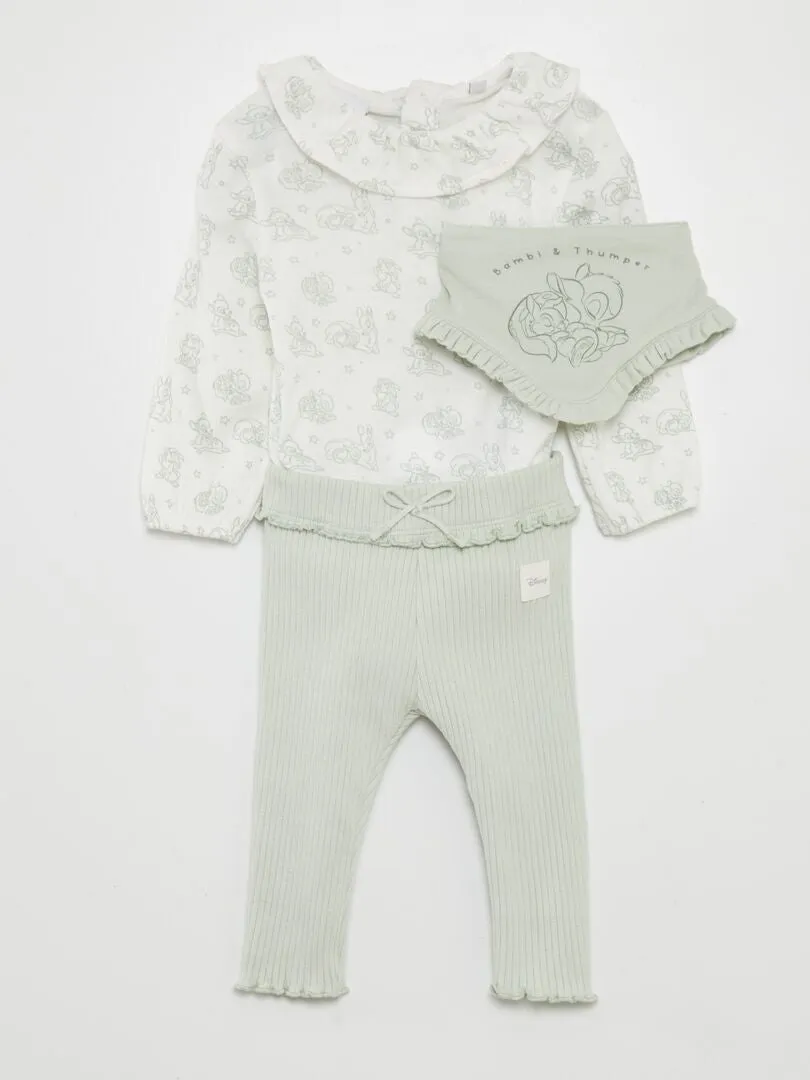 CONJUNTO DE 3 PIEZAS: BODY + LEGGING + BABERO  AZUL