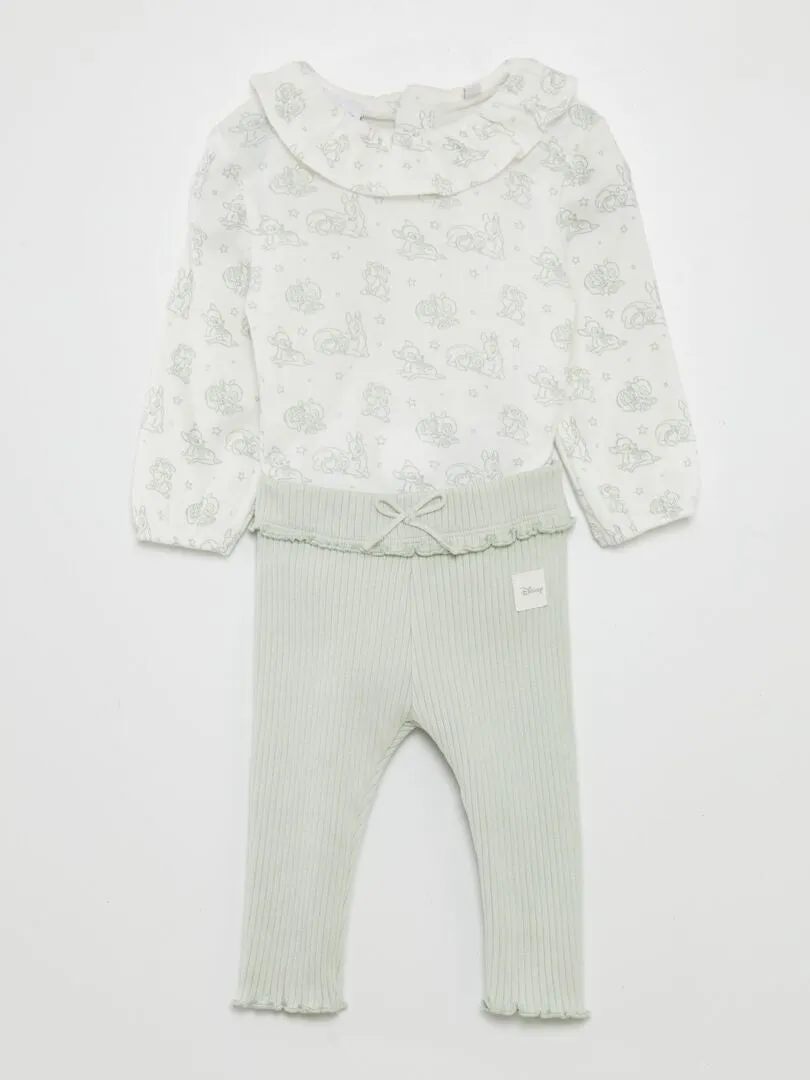 CONJUNTO DE 3 PIEZAS: BODY + LEGGING + BABERO  AZUL
