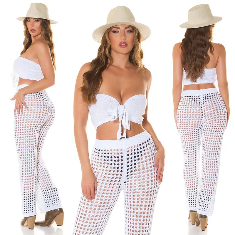 Conjunto de Crochet blanco playero
