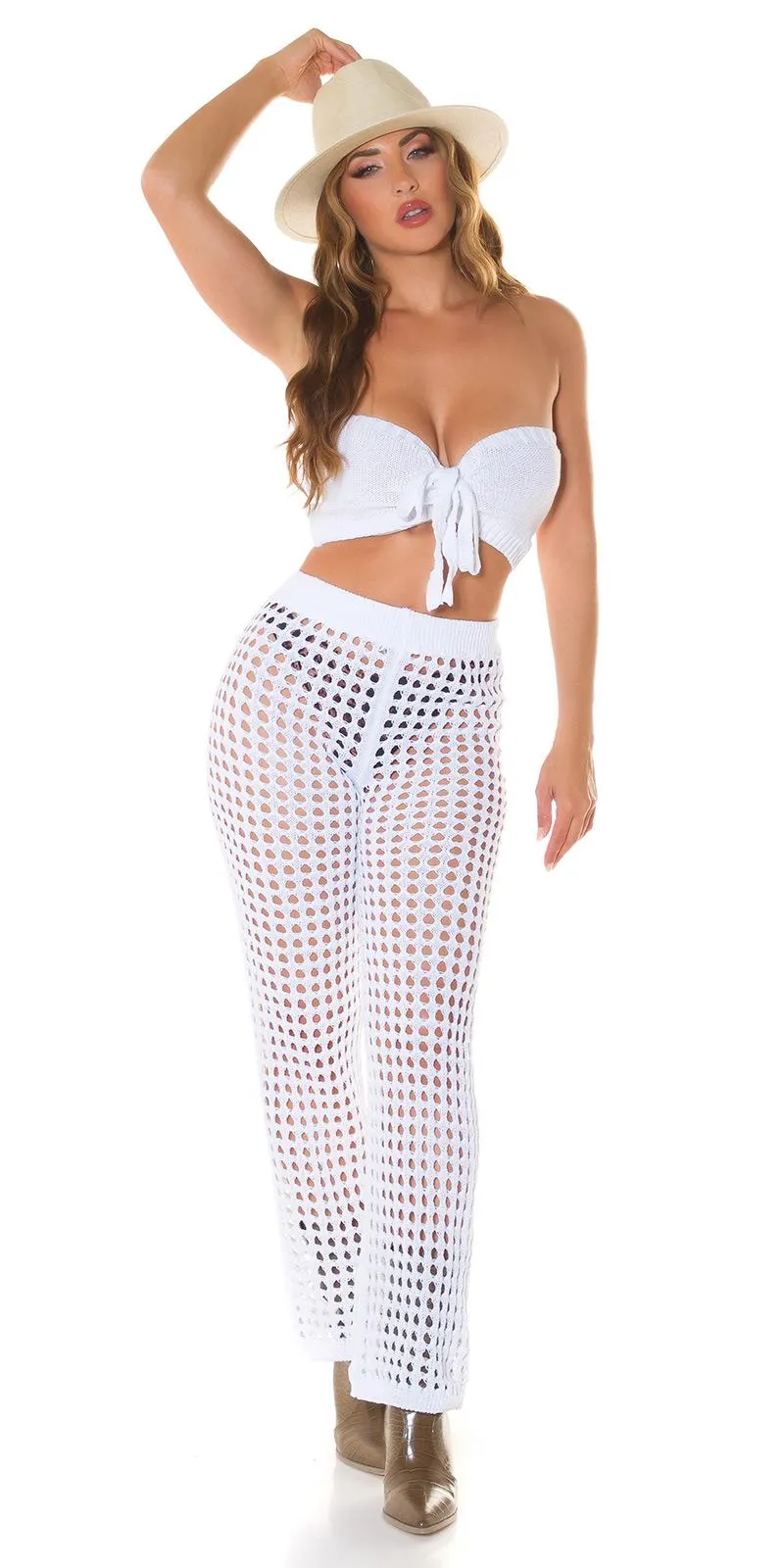 Conjunto de Crochet blanco playero