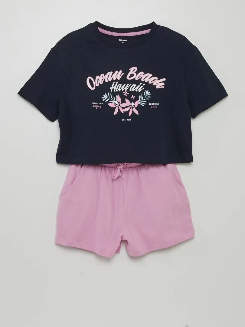 CONJUNTO DE PIJAMA CORTO  2 PIEZAS  AZUL