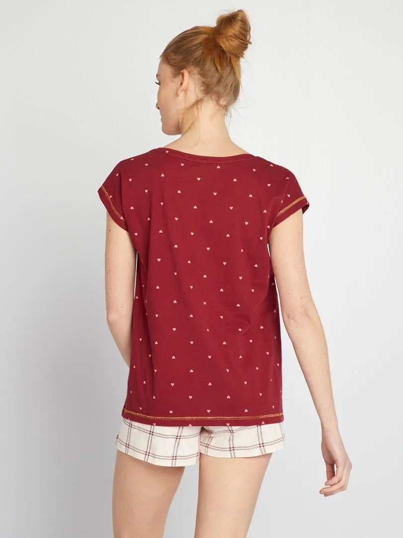 CONJUNTO DE PIJAMA LOVE 2 PIEZAS  ROJO