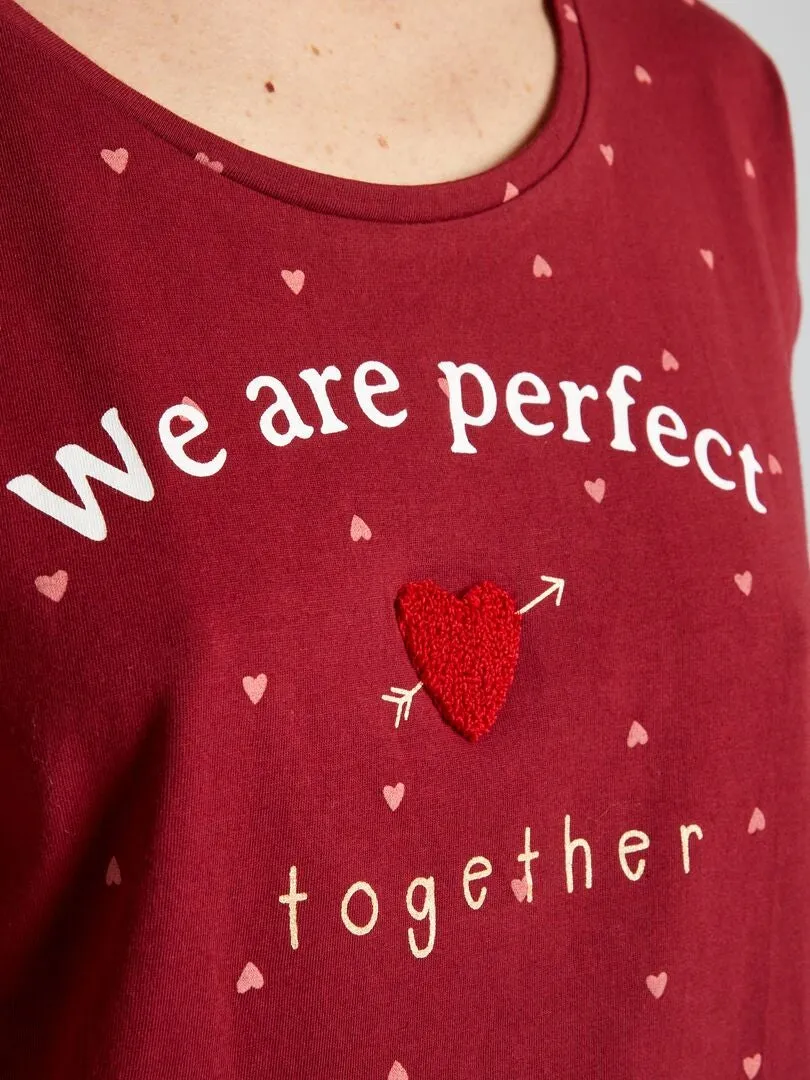 CONJUNTO DE PIJAMA LOVE 2 PIEZAS  ROJO