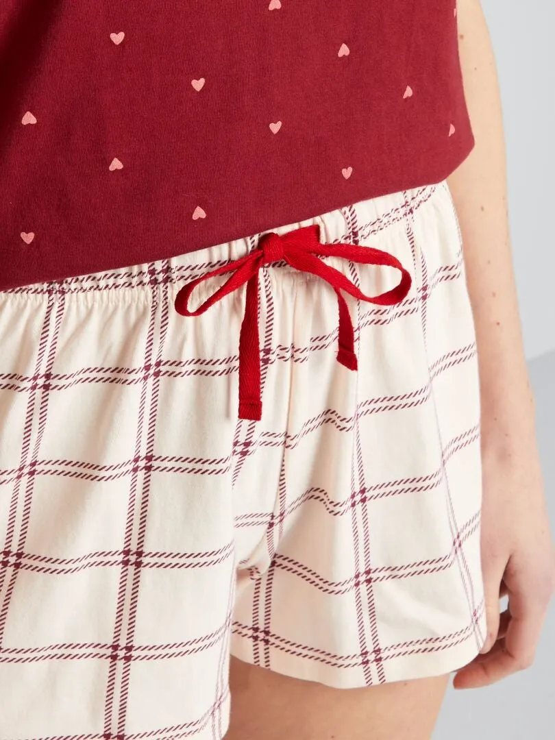 CONJUNTO DE PIJAMA LOVE 2 PIEZAS  ROJO