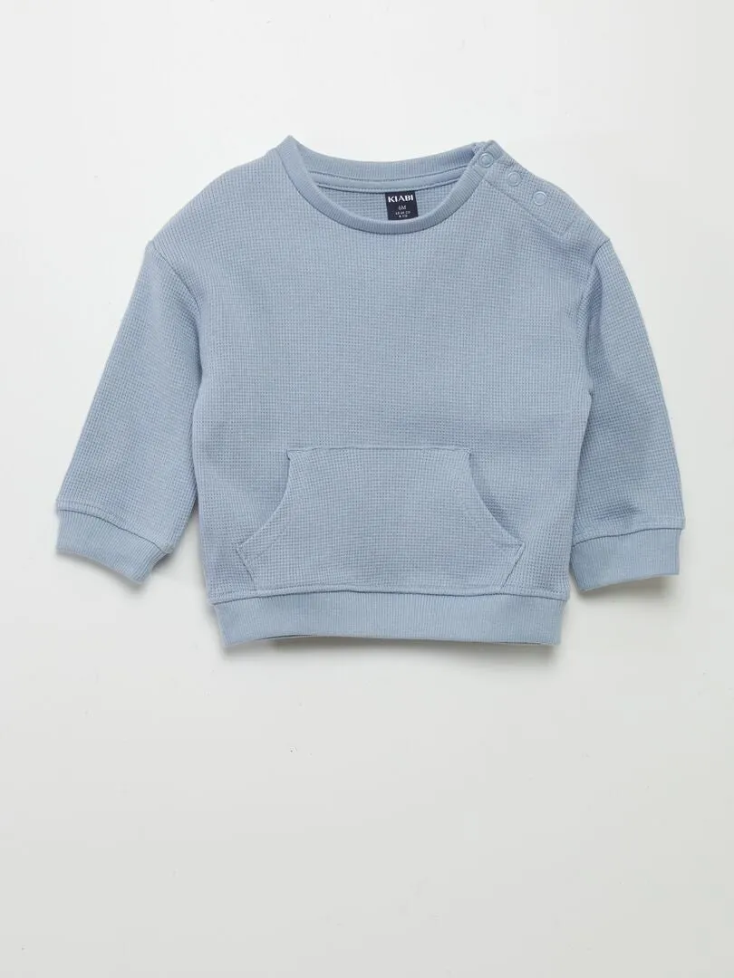 CONJUNTO DE SUDADERA + PANTALóN DE NIDO DE ABEJA  2 PIEZAS  AZUL