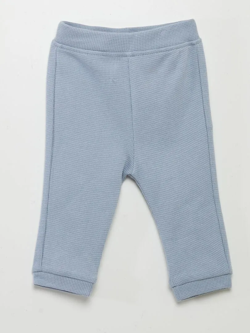 CONJUNTO DE SUDADERA + PANTALóN DE NIDO DE ABEJA  2 PIEZAS  AZUL