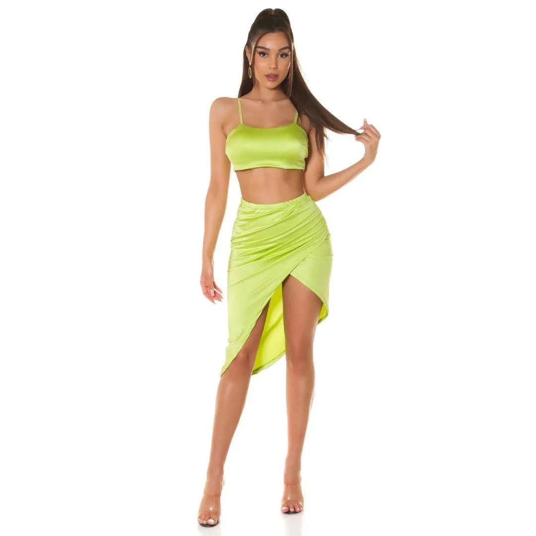 Conjunto verano de falda y top verde