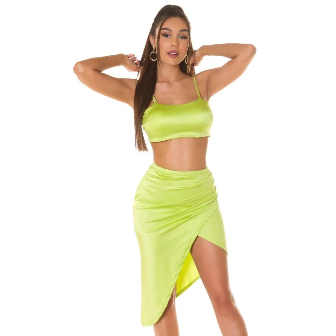 Conjunto verano de falda y top verde