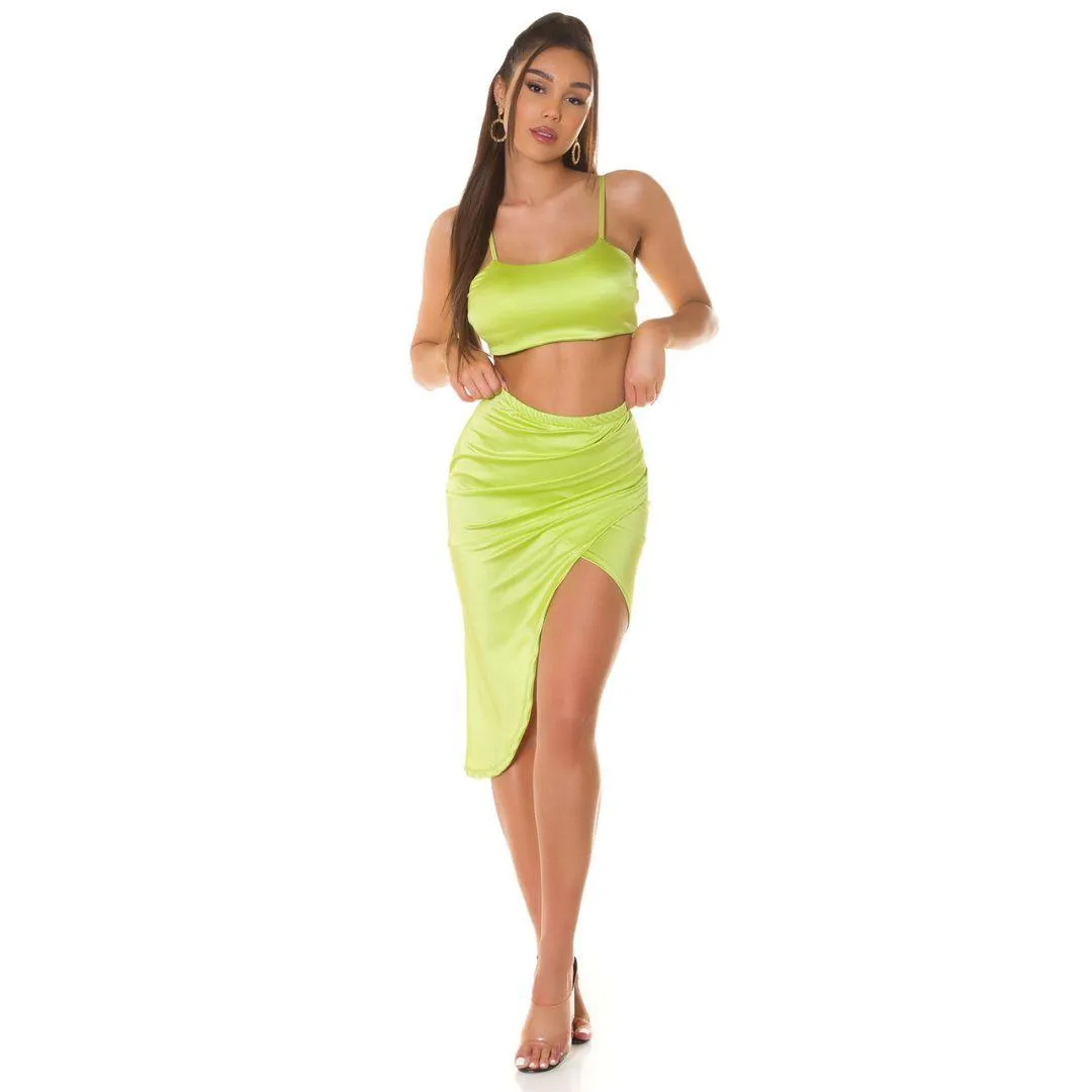 Conjunto verano de falda y top verde