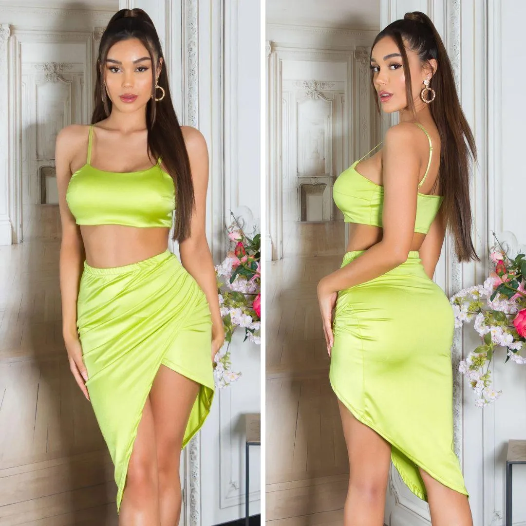 Conjunto verano de falda y top verde