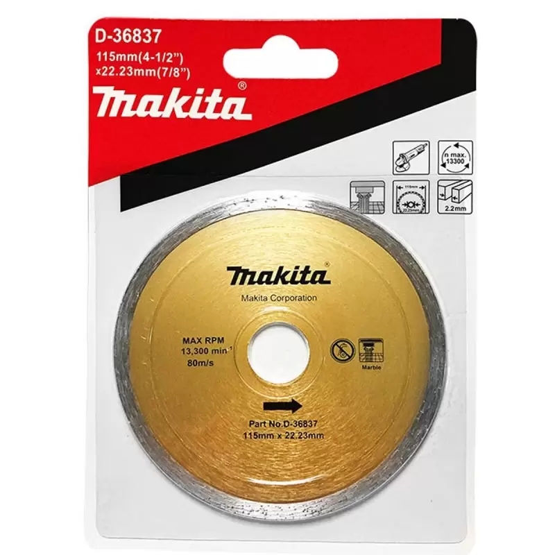 DISCO DIAMANTADO BORDE CONTINUO 115 X 22.23 X 17 MM MAKITA D36837