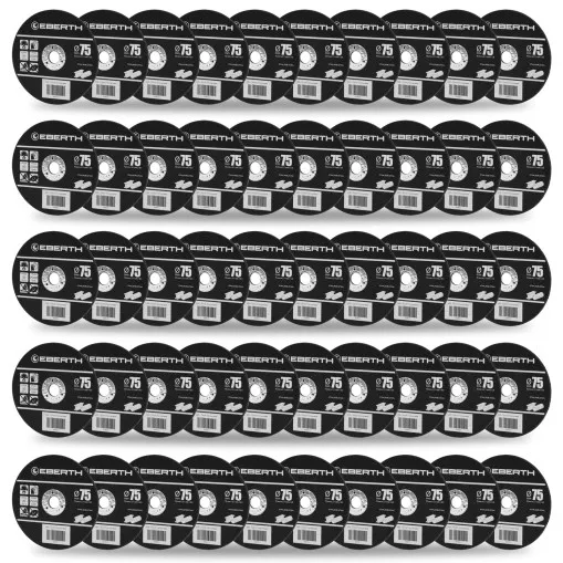 EBERTH 50 discos de corte de 75 mm de diámetro para inox, alojamiento de 9,5 mm