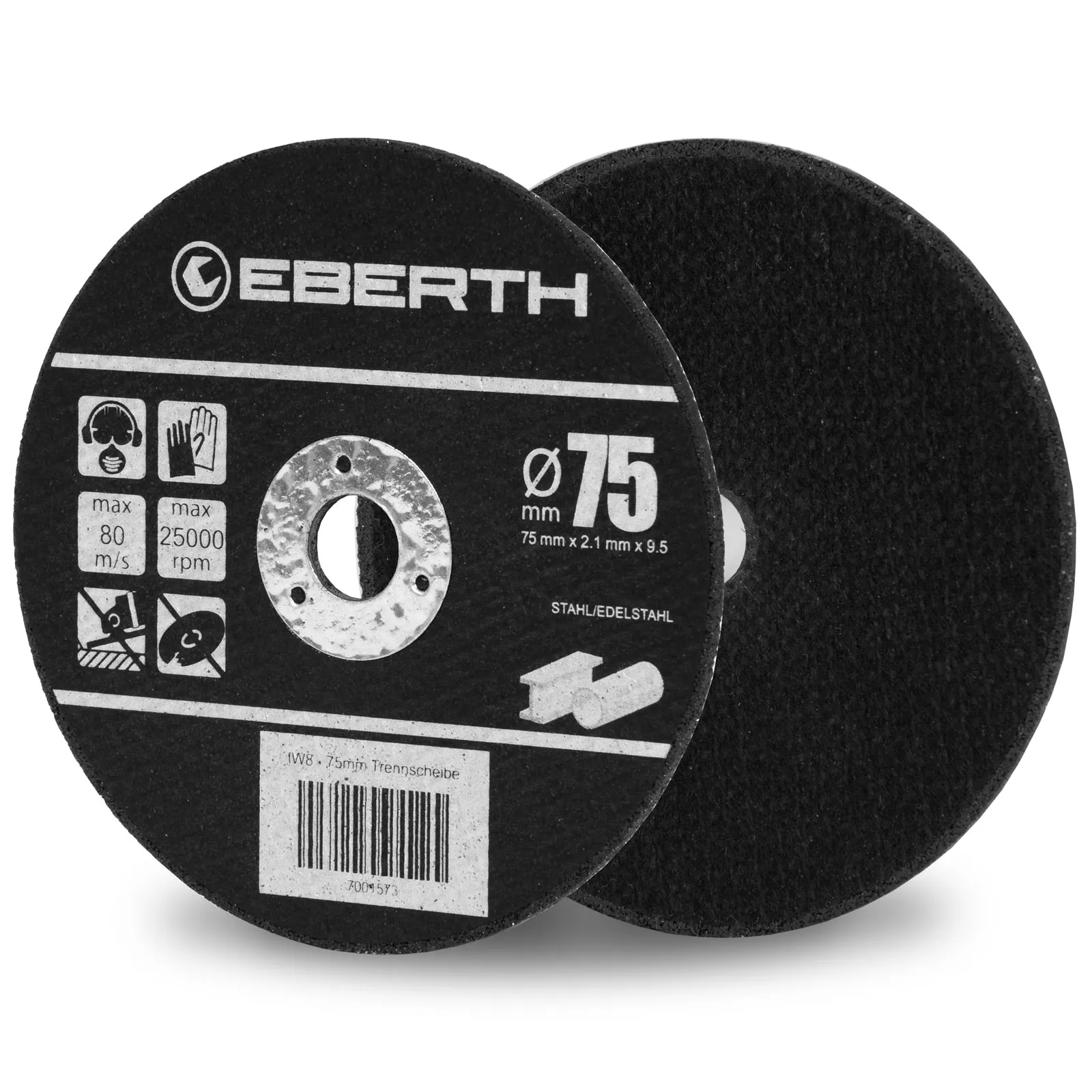 EBERTH 50 discos de corte de 75 mm de diámetro para inox, alojamiento de 9,5 mm