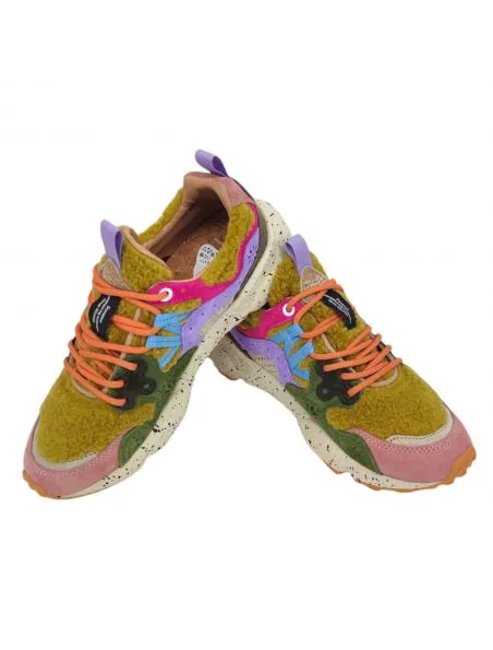 FLOWERMOUNTAIN Zapatillas Yamano 3 Teddy Mujer Light Brown/Militare/Violet