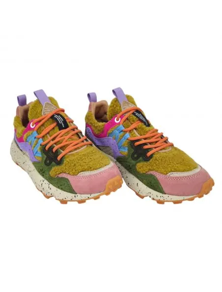 FLOWERMOUNTAIN Zapatillas Yamano 3 Teddy Mujer Light Brown/Militare/Violet