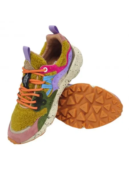 FLOWERMOUNTAIN Zapatillas Yamano 3 Teddy Mujer Light Brown/Militare/Violet