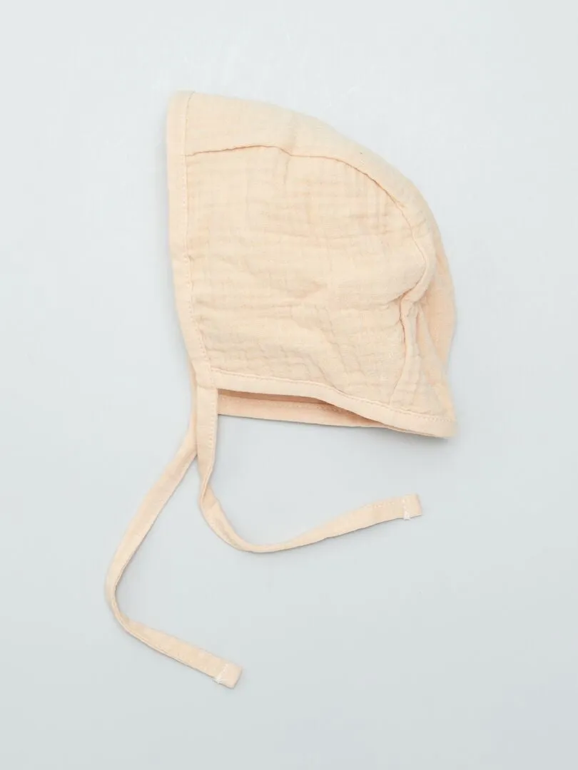 GORRO DE DOBLE GASA DE ALGODóN  BEIGE