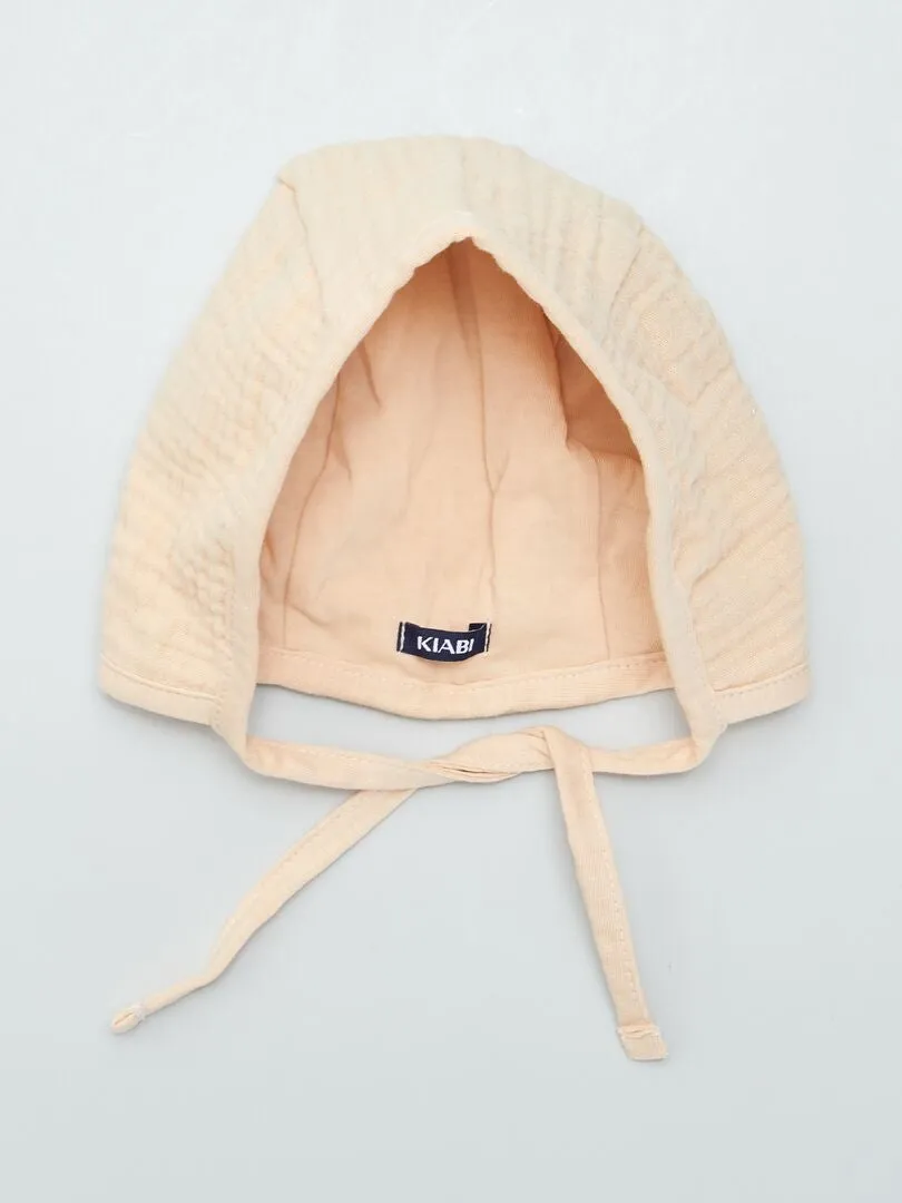 GORRO DE DOBLE GASA DE ALGODóN  BEIGE