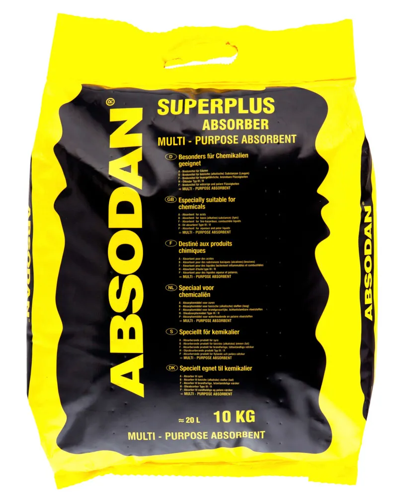 Granulado absorbente de aceite Absodan SuperPlus, Universal, muy fino, 1 palet, 78 sacos de 10 kg