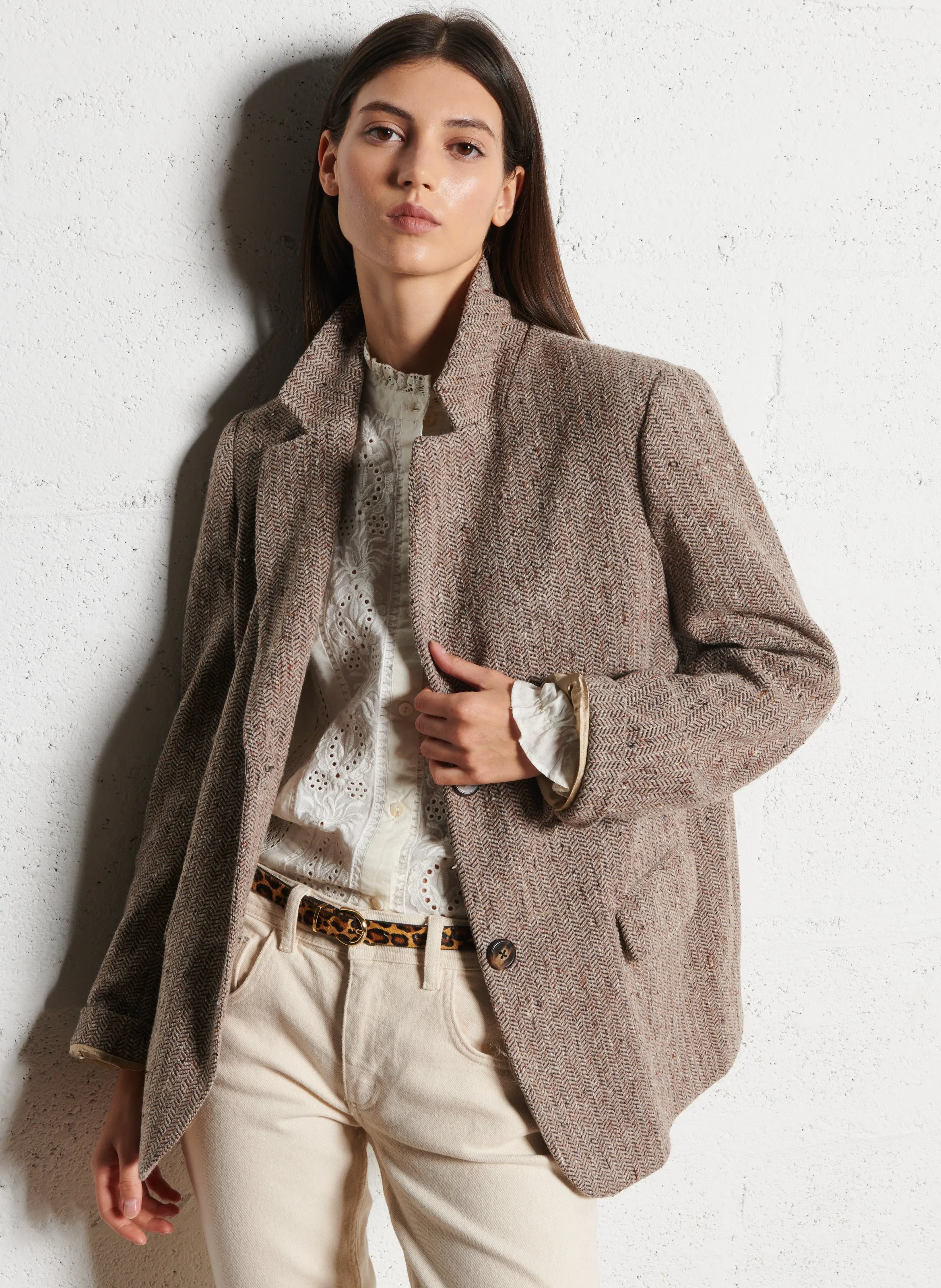 HULTON ARMS FREDERICK  CHAQUETA DE TRAJE CON ESTAMPADO DE ESPIGA EN GRIS