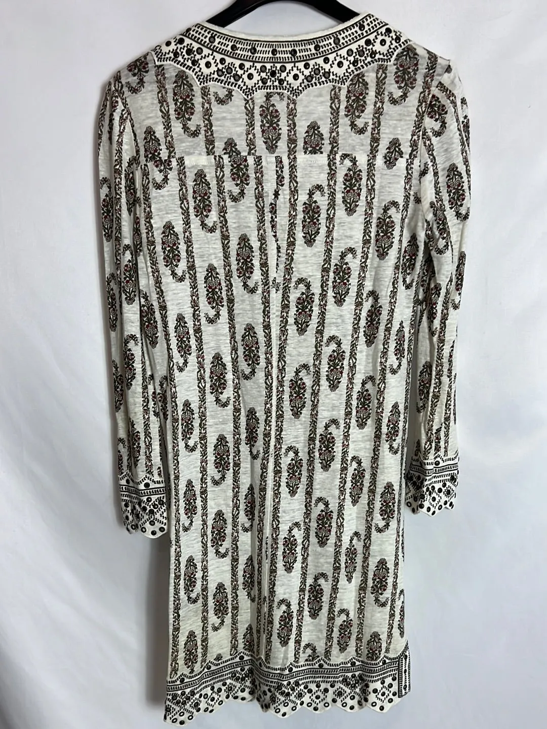 ISABEL MARANT. Vestido corto lino estampado. T 38