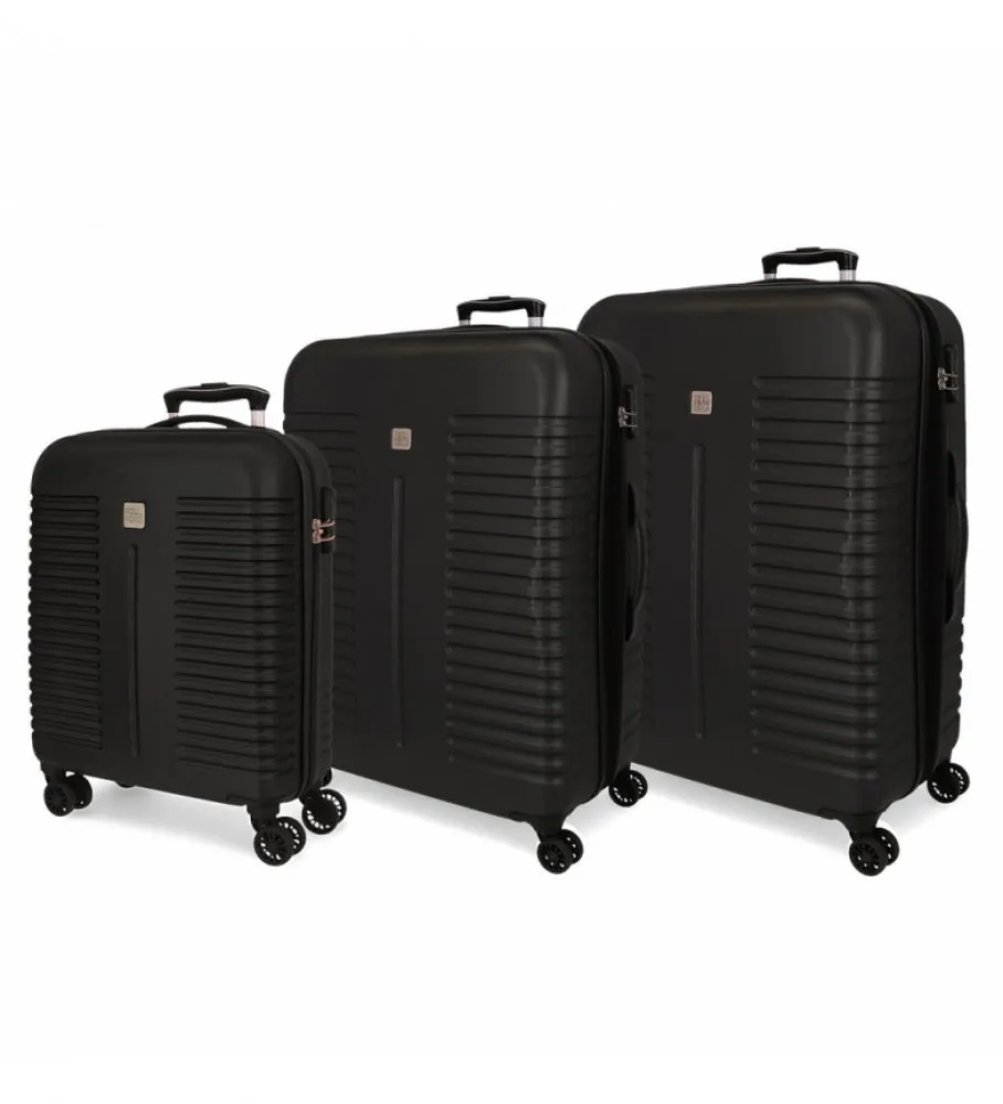 JUEGO DE MALETAS ROLL ROAD INDIA RíGIDAS NEGRO 40X55X20CM/48X70X27CM/55X80X29CM