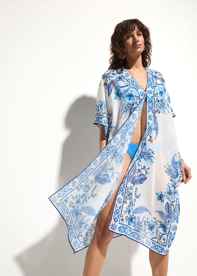 KIMONO DE GASA PARA LA PLAYA BLANCOAZUL