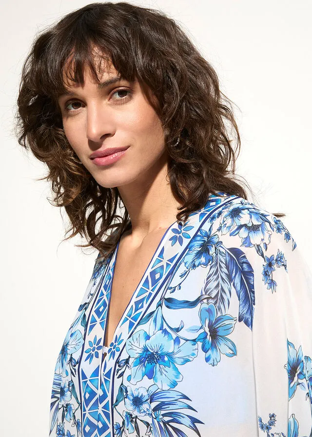 KIMONO DE GASA PARA LA PLAYA BLANCOAZUL