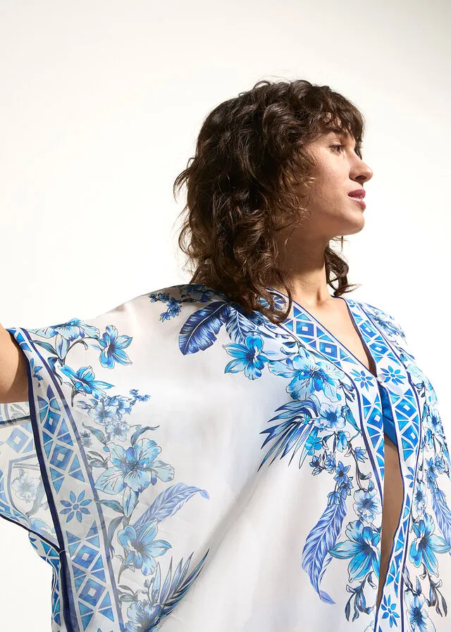 KIMONO DE GASA PARA LA PLAYA BLANCOAZUL