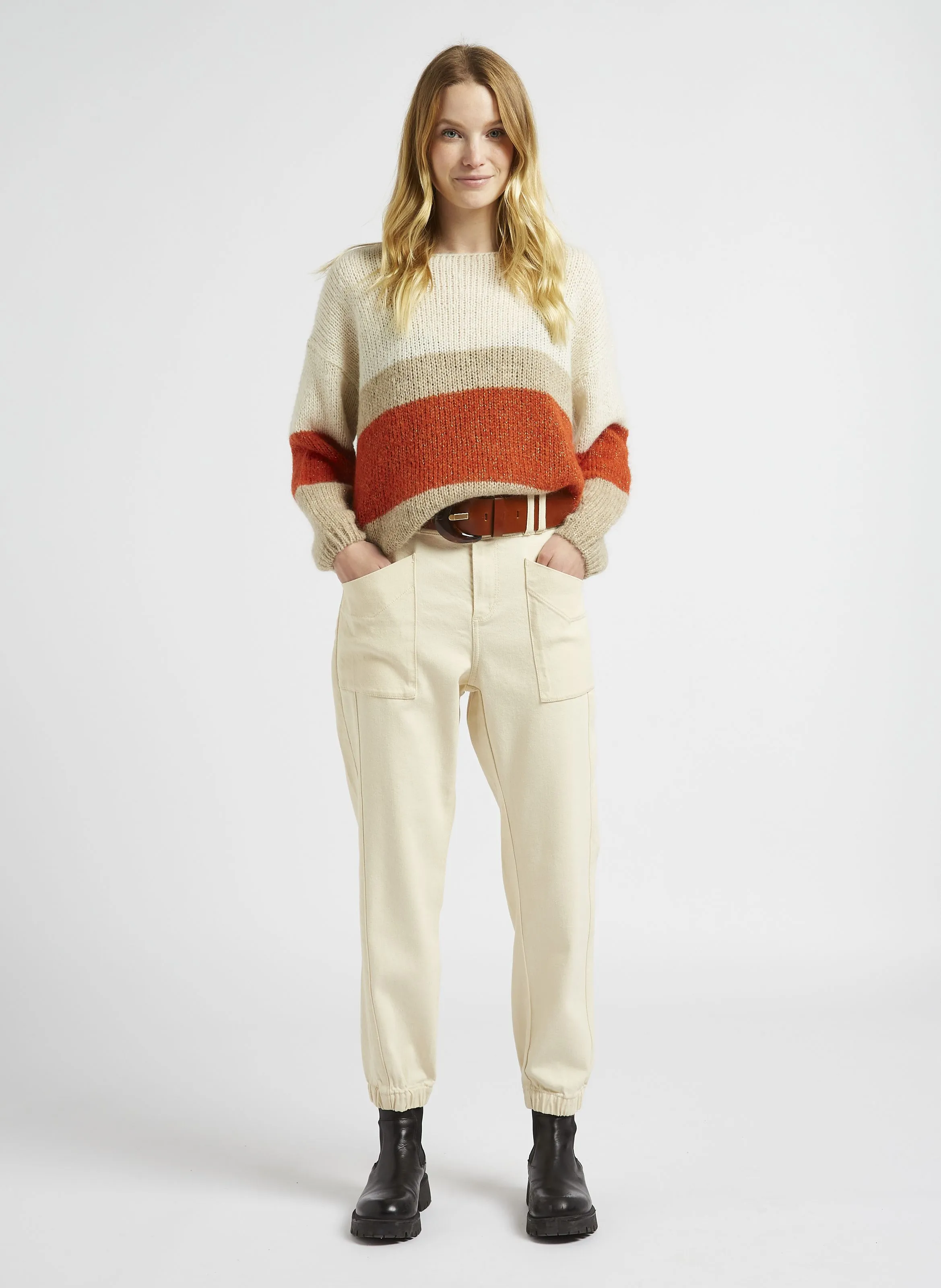 LE CALY  PANTALóN ZANAHORIA DE ALGODóN MEZCLADO EN BLANCO