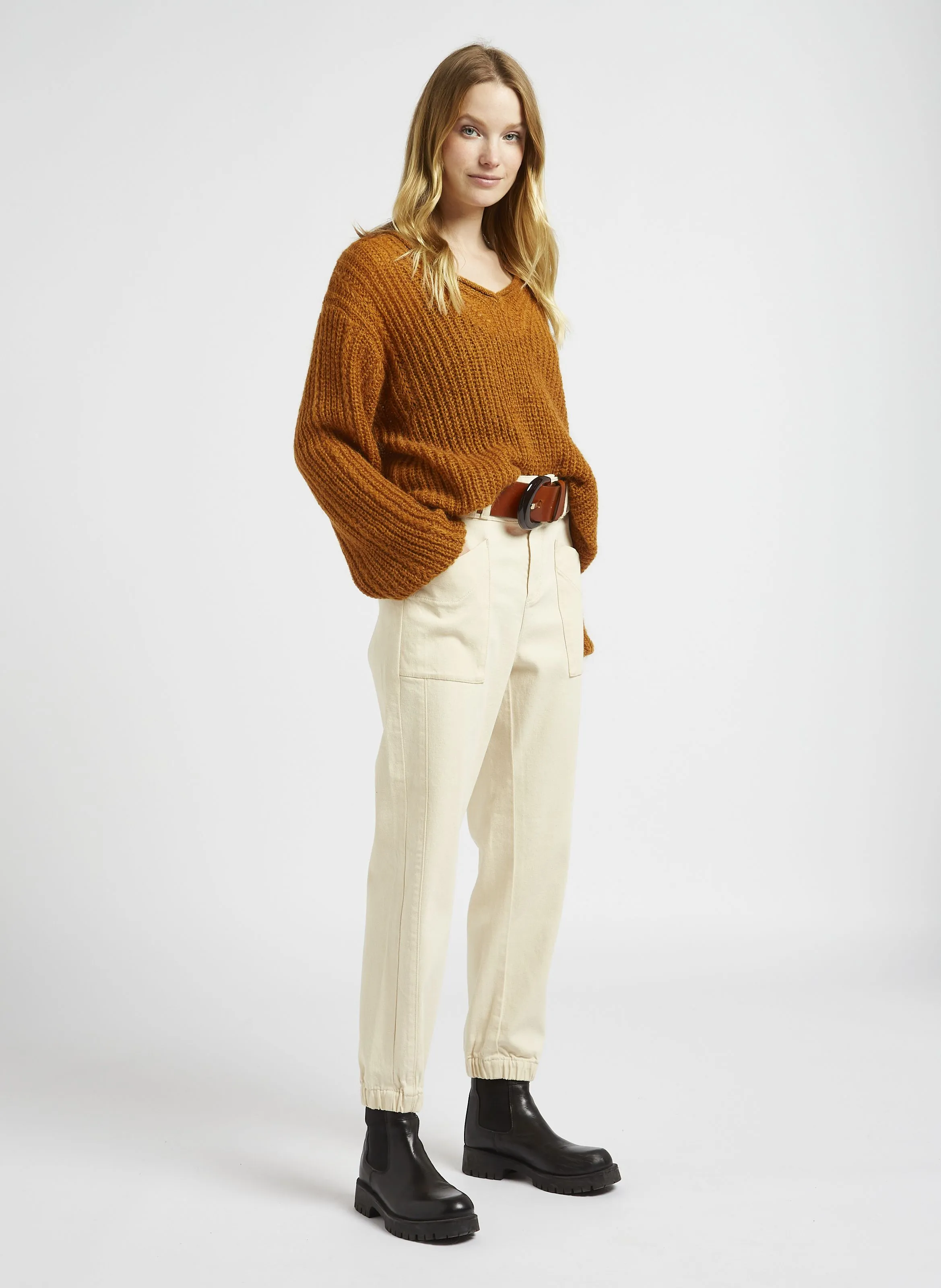 LE CALY  PANTALóN ZANAHORIA DE ALGODóN MEZCLADO EN BLANCO