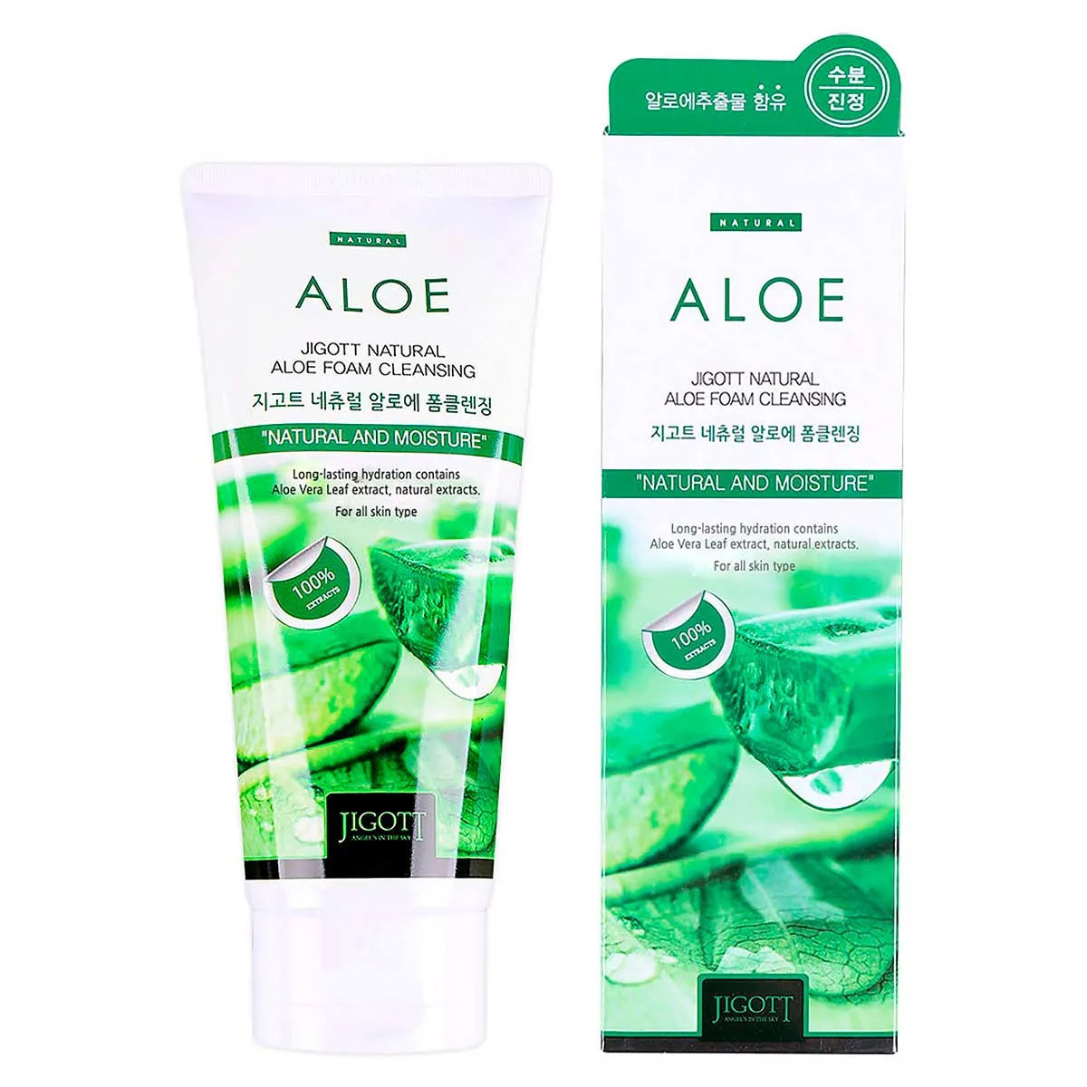 Limpiador facial Jigott Natural Aloe Foam Cleansing 180ml