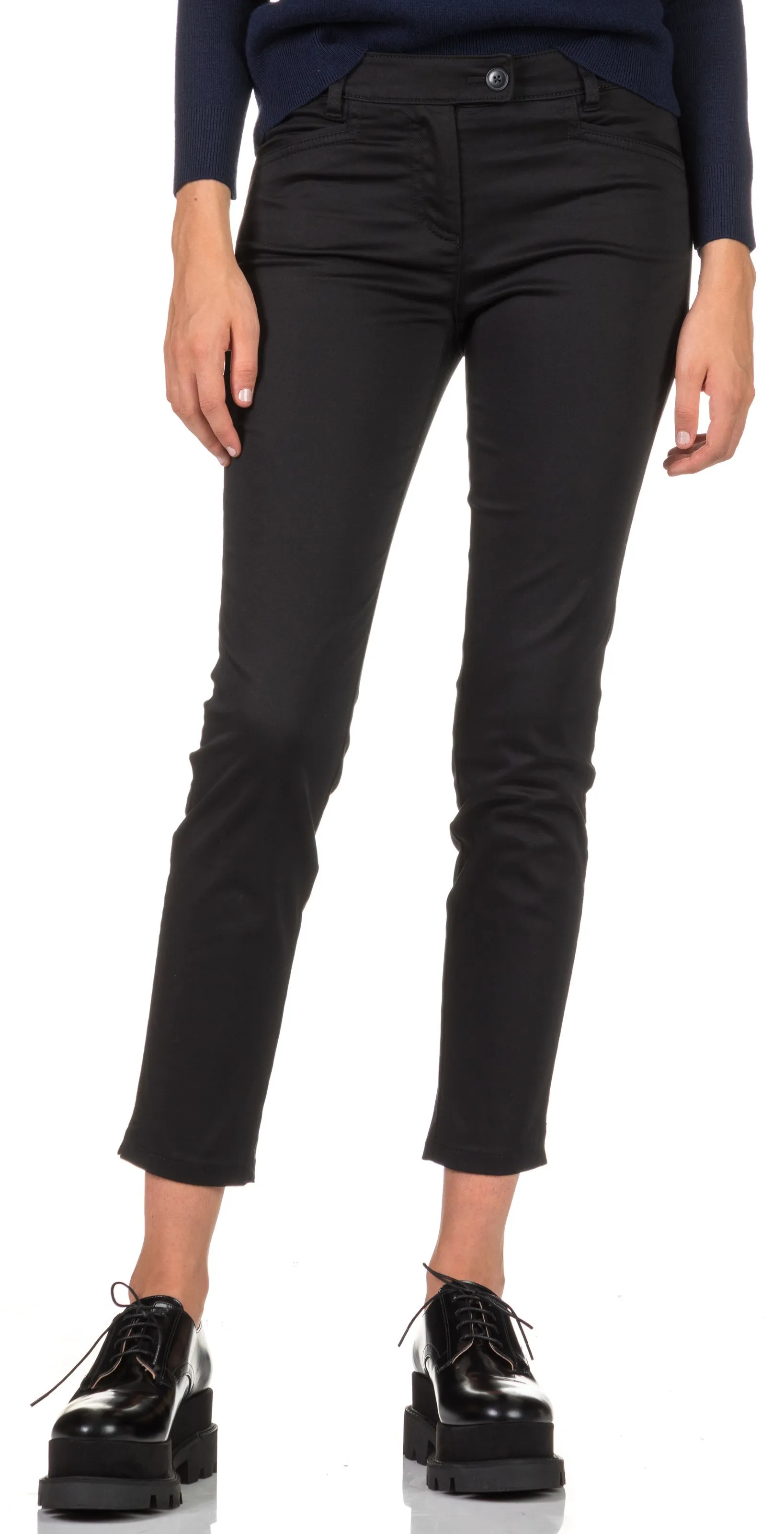 MARC O'POLO Pantalón slim tobillero de algodón en negro