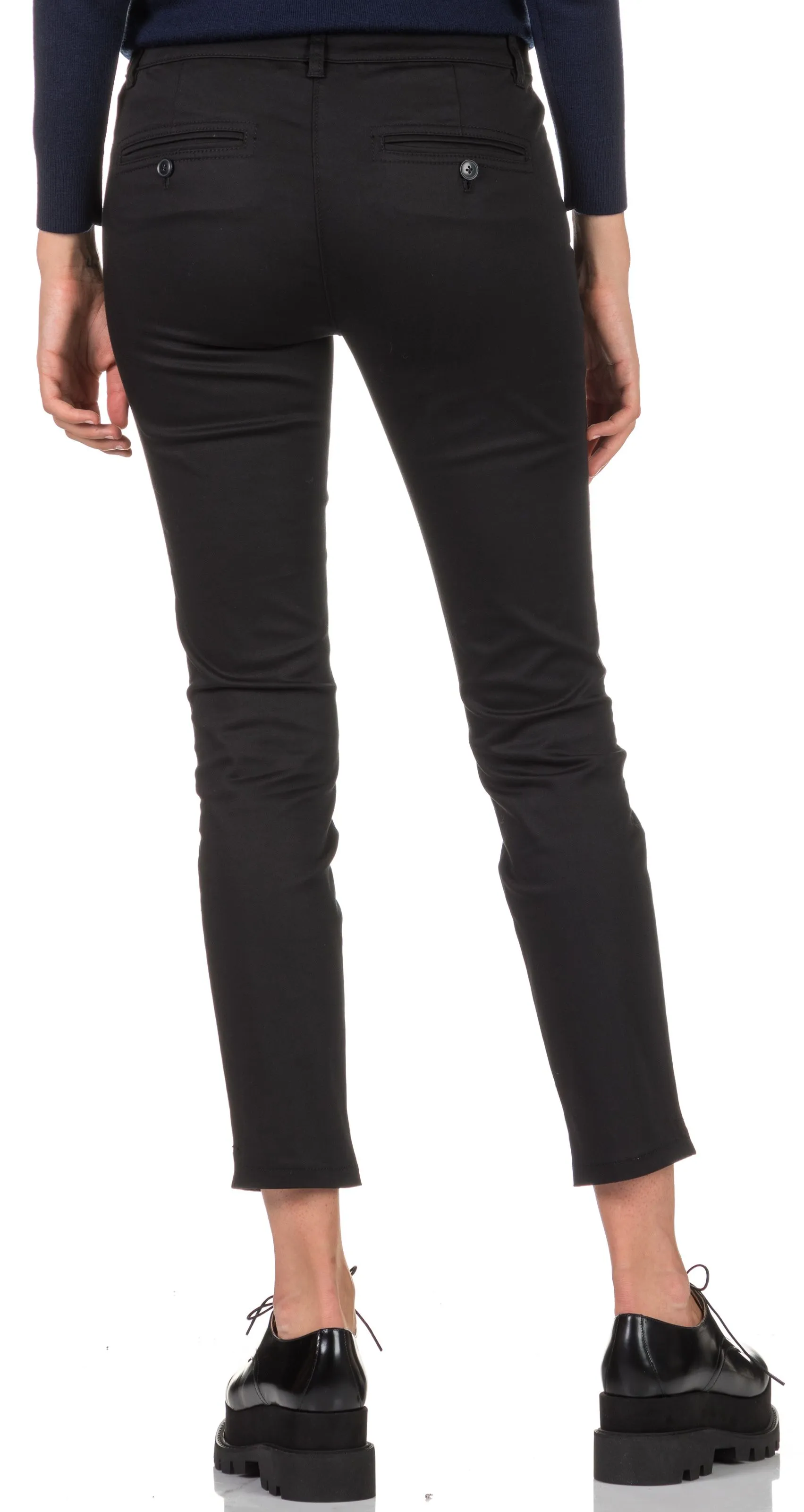 MARC O'POLO Pantalón slim tobillero de algodón en negro