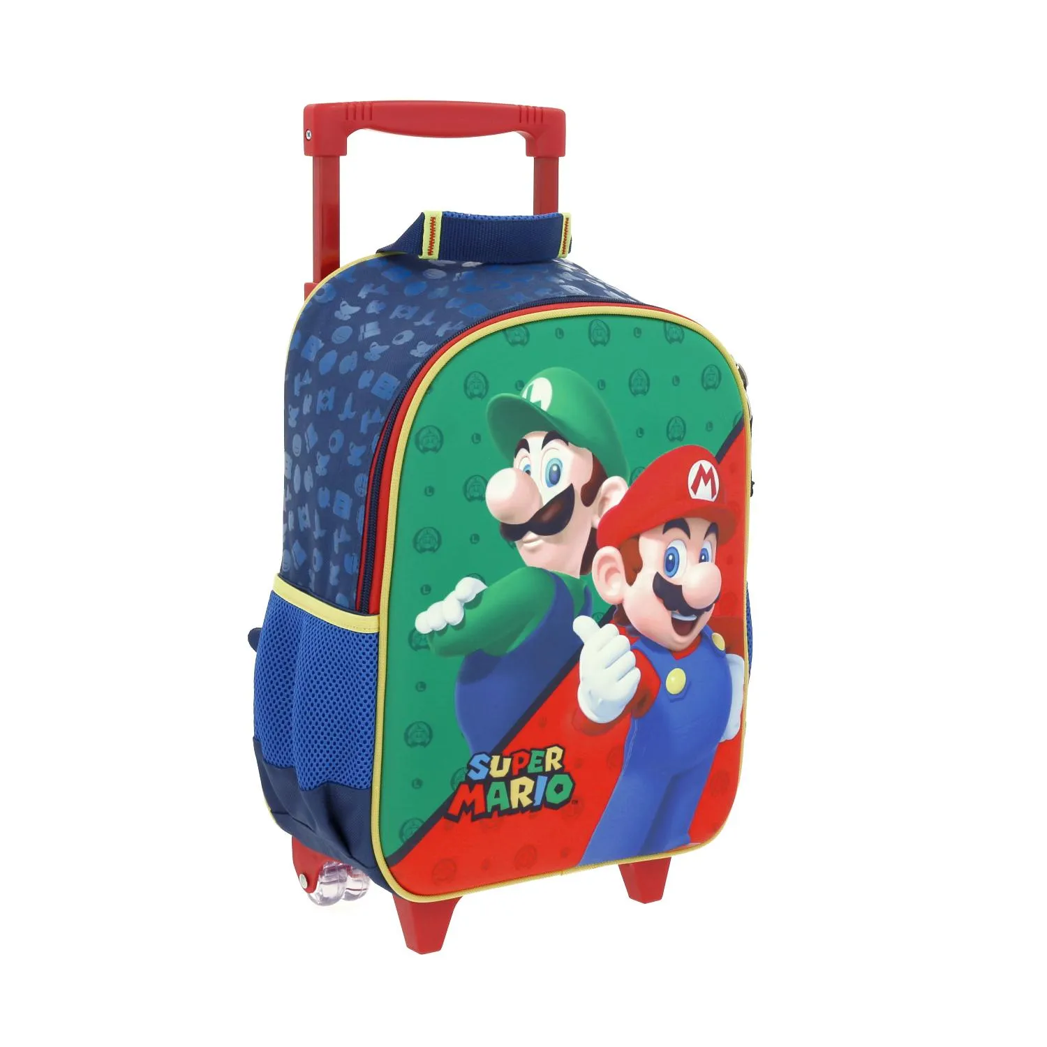 Mochila con Ruedas Luigi y Mario Bros Azul Kinder