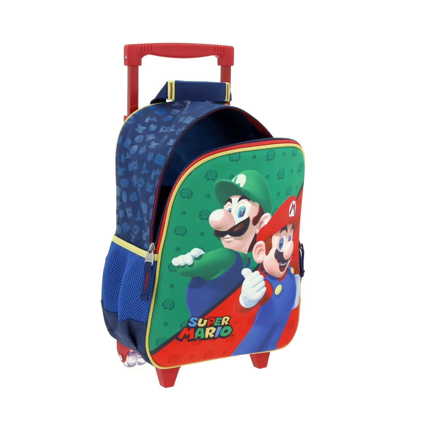 Mochila con Ruedas Luigi y Mario Bros Azul Kinder