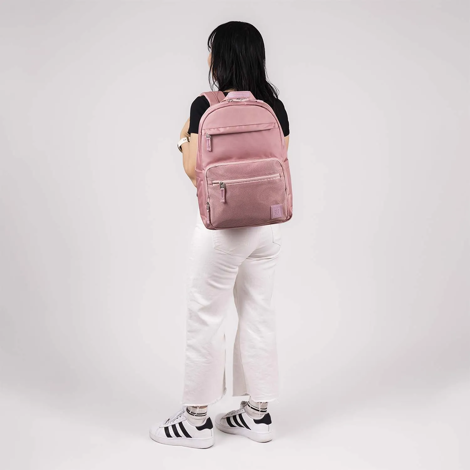 Mochila Grande 1818 Unisex Softy Caqui Con Porta Laptop De Hasta 15.