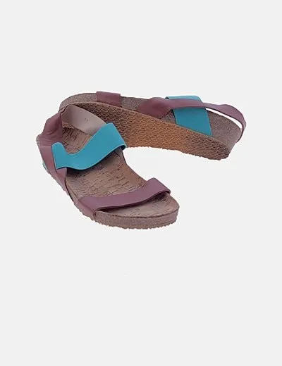 Momoc Sandalias caucho tiras aguamarina