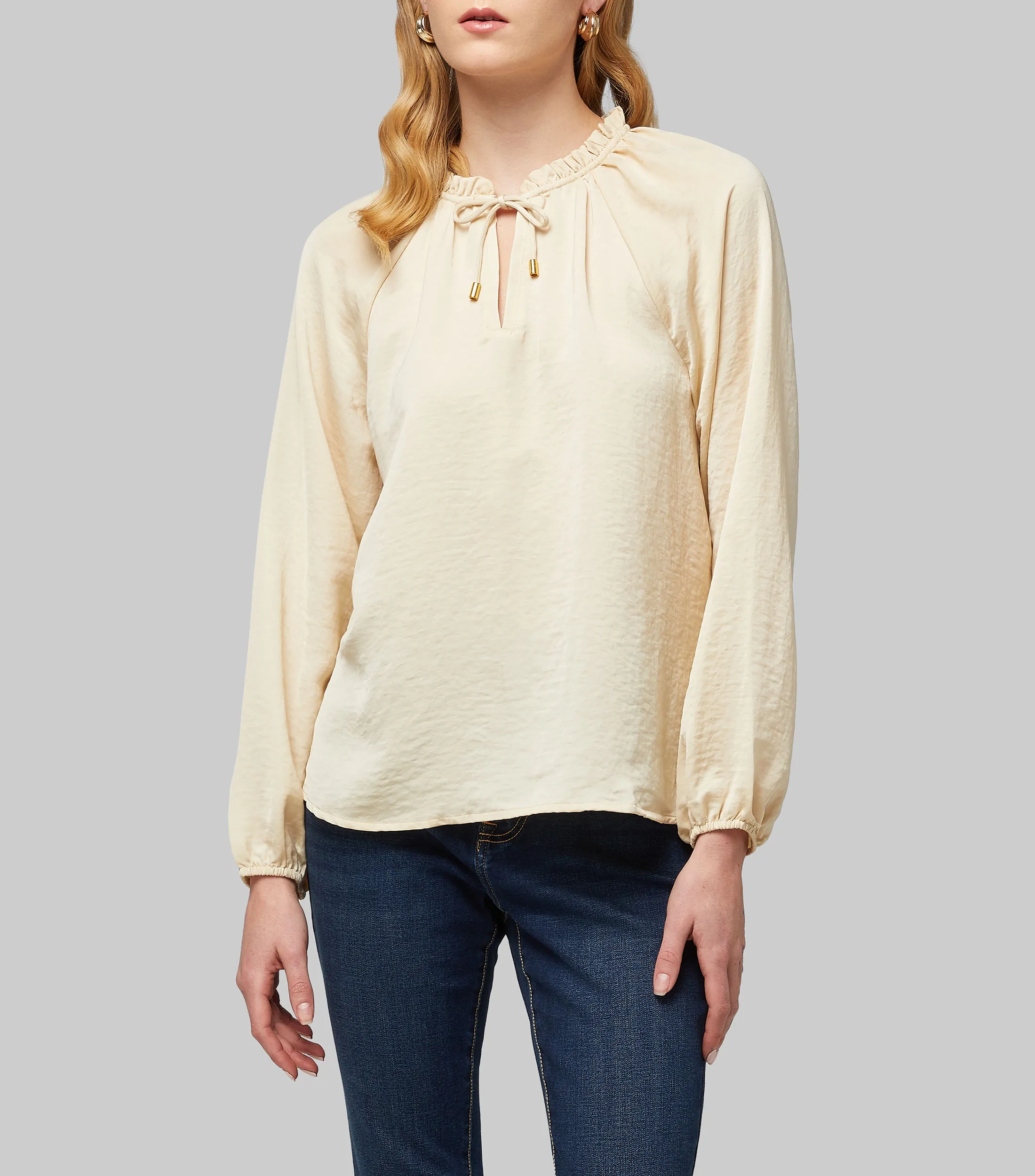 Nautica Blusa lisa de manga larga Mujer
